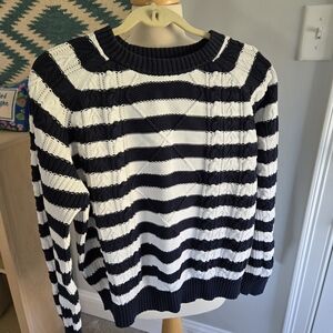Vineyard Vines Navy White Striped Fisherman Sweater Women's Size Large